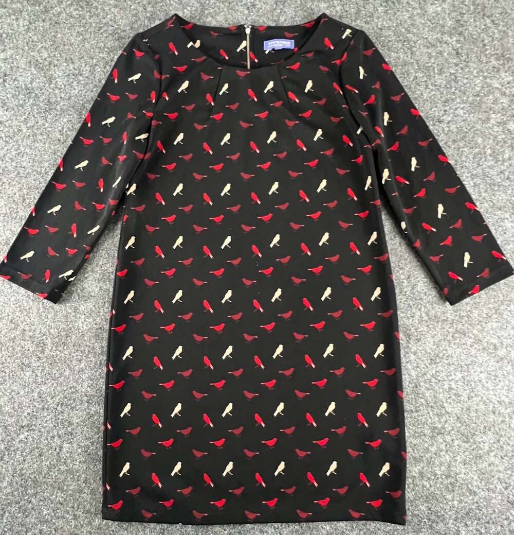 Vivienne Tam Bird Print Dress Size 2 Black Red Polyester